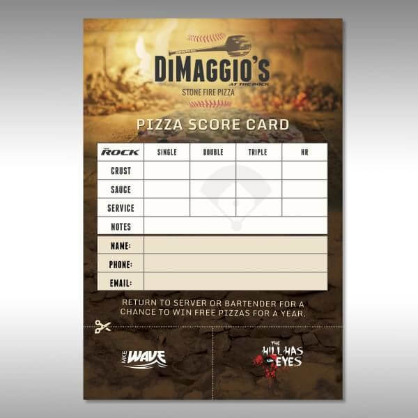 DiMaggio's at The Rock Scorecard - Front Restaurant Menu Design