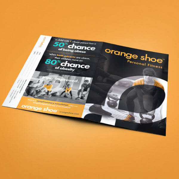 Orange Shoe Personal Fitness Training Informational Brochure - Cover and Back Orange Shoe Personal Fitness Training Brochure