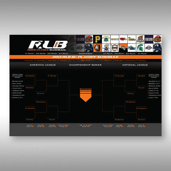 The Rock League Baseball Tournament Bracket Custom Graphic Design
