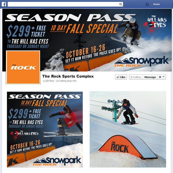 The Rock Snowsports Facebook Design Custom Social Media Marketing